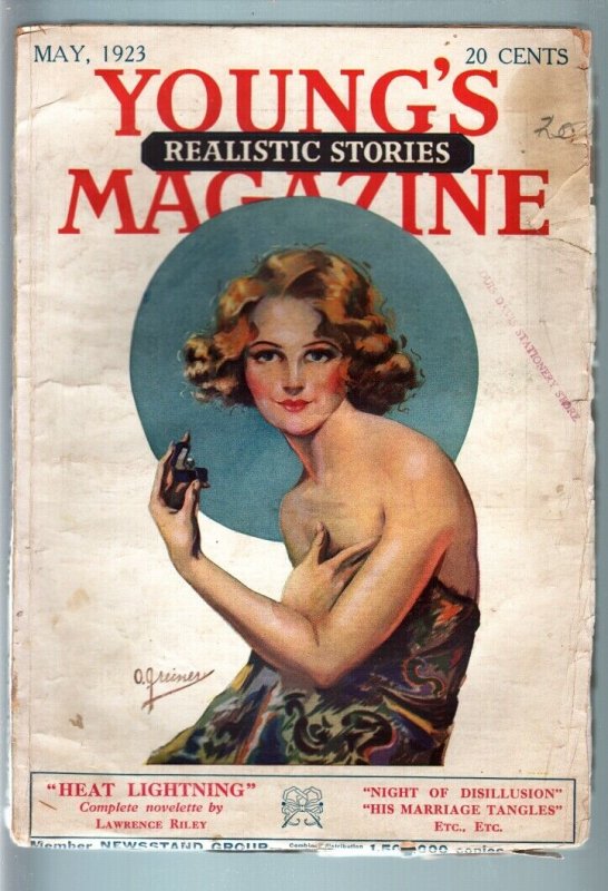 YOUNG'S REALISTIC STORIES MAY 1923-PULP-NICE COVER G/VG