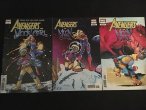 THE AVENGERS AND MOON GIRL #1 Three Cover Versions, VFNM Condition