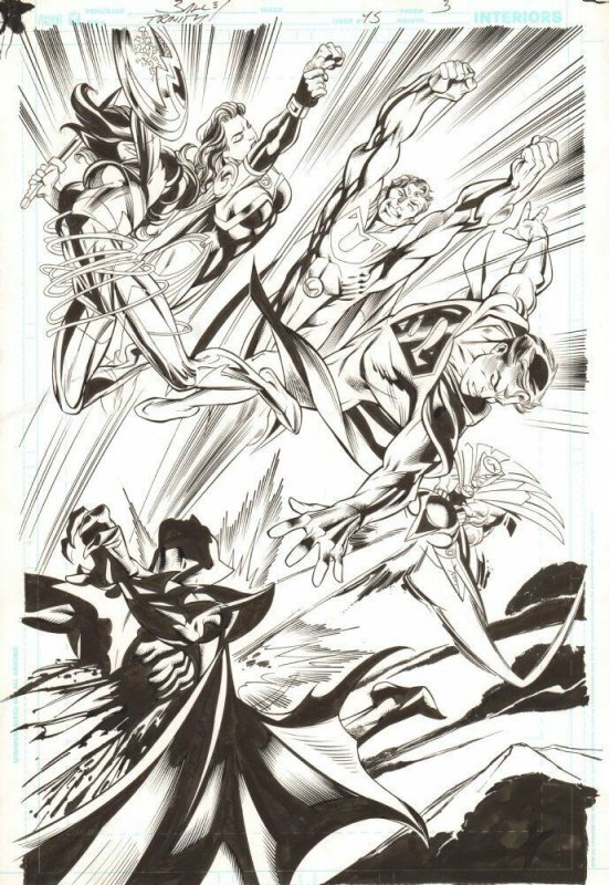 Trinity #45 p.3 - Trinity vs Owlman Superwoman & Ultrama - 2009 Signed by Bagley 