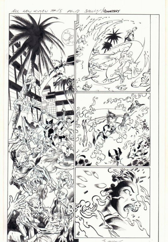 All-New X-Men #15 p.12 - X-23 Wolverine Action vs Demos 2016 art by Mark Bagley 