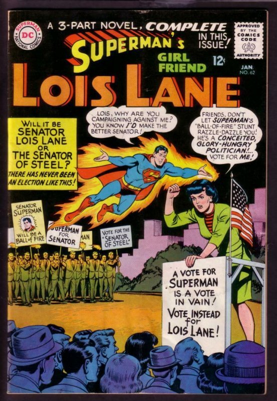 SUPERMAN'S GIRL FRIEND LOIS LANE #62 1966-FLAG COVER-DC G/VG