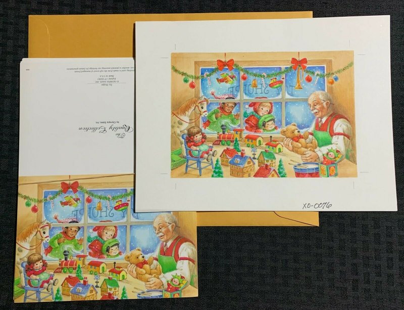 CHRISTMAS Children in Toy Store Window 10.5x8 Greeting Card Art #0076 w/ Cards