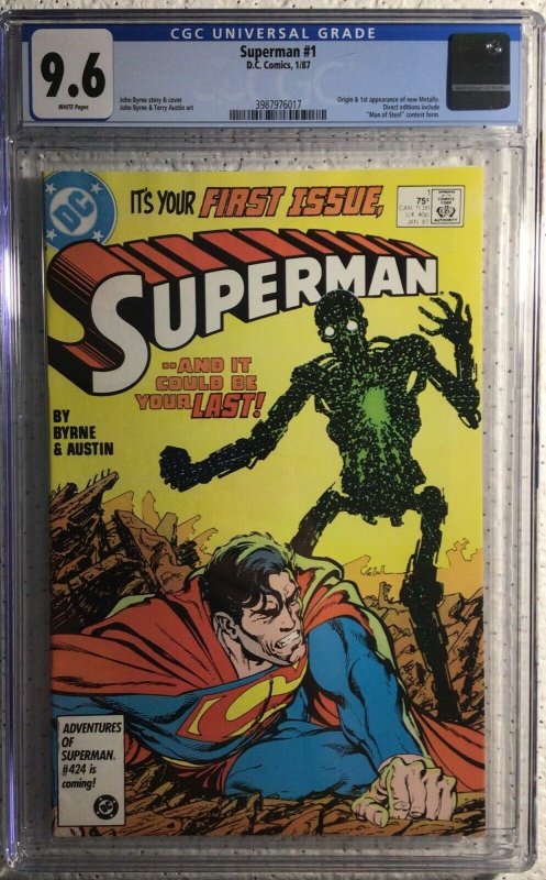 D.C., Superman #1, 1st New Metallo, CGC 9.6, Look!