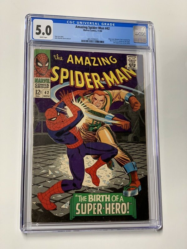 Amazing Spider-man 42 cgc 5.0 white pages 1st mary jane marvel 1966