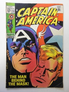 Captain America #114 (1969) VG Condition centerfold detached bottom staple