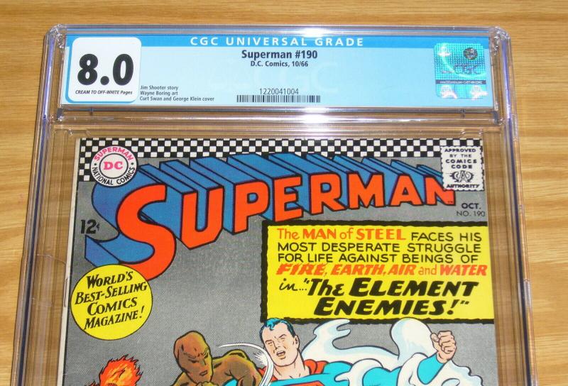 Superman #190 CGC 8.0 silver age dc comics - superman - jim shooter/curt swan