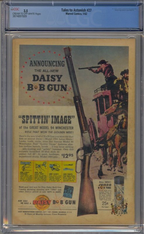 TALES TO ASTONISH #27 CGC 3.5 1ST ANT-MAN HANK PYM