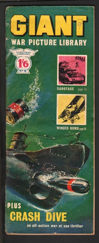 Giant War Picture Library #6 1964-wraparound WWII cover-submarine-U.K.-VG