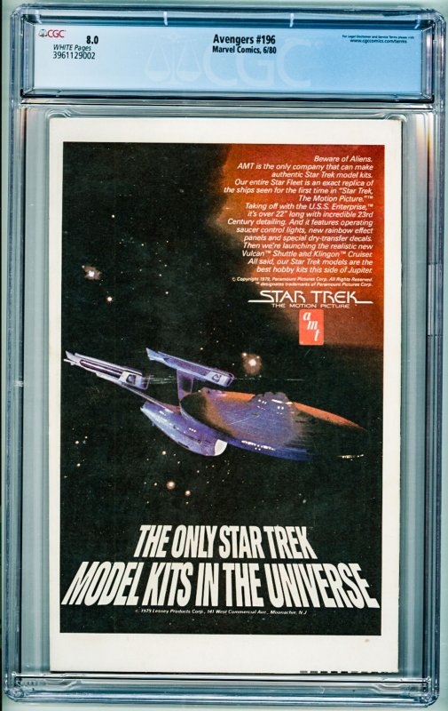 The Avengers #196 (1980) CGC 8.0! 1st Full Appearance of Taskmaster!