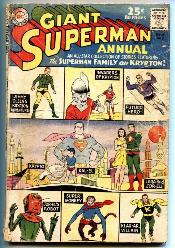 SUPERMAN ANNUAL #5 1962-ALL KRYPTON ISSUE-SILVER AGE-g-