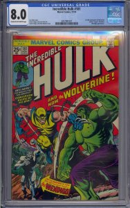 INCREDIBLE HULK #181 CGC 8.0 1ST WOLVERINE 1001