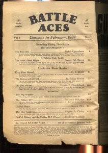 PULP:  Battle Aces 2/1932-Popular-The Three Mosquitos appear in this Aviation...