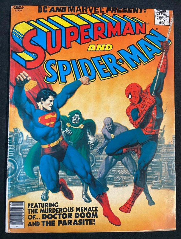 DC & MARVEL TREASURY ED. SUPERMAN & SPIDER-MAN #28  F-VF DOCTOR DOOM & PARASITE