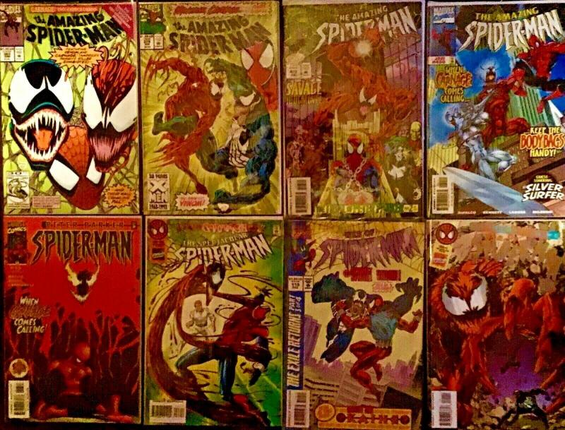 AMAZING SPIDER-MAN #430,363,403,378,WEB OF#119,P.PKER #13 CARNAGE 8 PACK ALL NM 