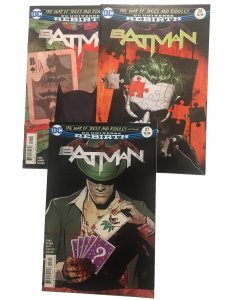 Batman #25 #26 #27 Lot Set Joker Riddler Reg Covers 2017 King Janin Mann DC