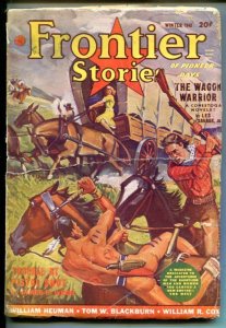 FRONTIER STORIES-WINTER 1943-INDIANS-PULP VIOLENCE-ATTACK COVER-fr/good