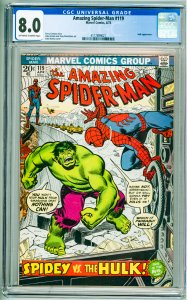 The Amazing Spider-Man #119 (1973) CGC 8.0! OWW Pages! Scratches on back of slab