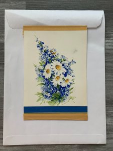 HAPPY FATHERS DAY White Flowers w/ Blue B/G 5.5x8.5 Greeting Card Art FD7610