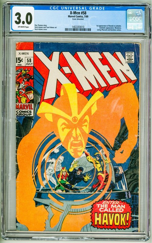 The X-Men #58 (1969) CGC 3.0 small crack top of slab, crack on bottom of slab