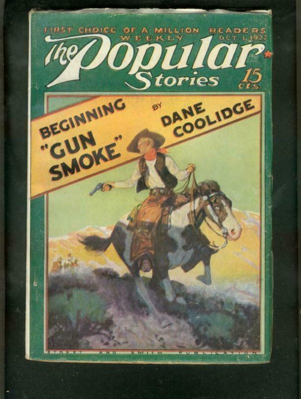 POPULAR MAGAZINE PULP-10/1/27-GUN SMOKE-LASSWELL  COVER FN