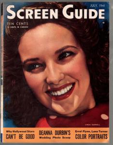 Screen Guide 7/1941-LInda Darnell-Deanna Durbin-Errol Flynn-VF