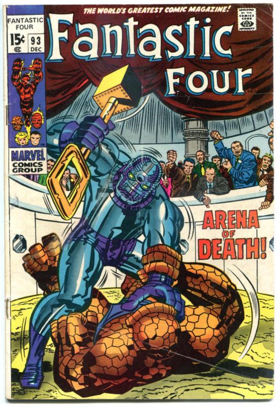 FANTASTIC FOUR #93, VG, Thing vs Torgo, Jack Kirby, 1961, more in store