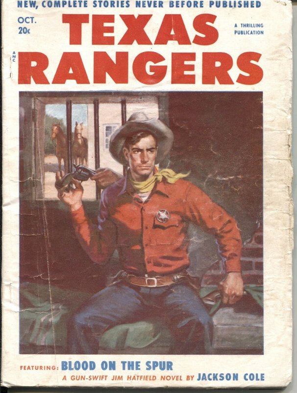 TEXAS RANGERS  OCT 1952-HERO PULP FEATURES JIM HATFIELD-LONE WOLF AVENGER-NEW...