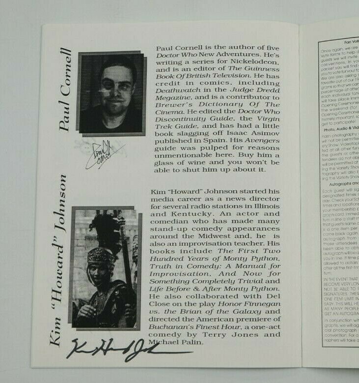 Visions '95 Program VF/NM signed by paul cornell, sophie aldred, darrow and more