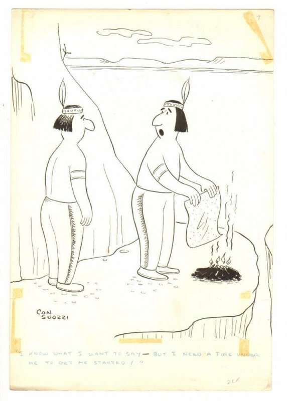 Humorama Cartoon - Smoke Signals - 1960 art by Con Suozzi