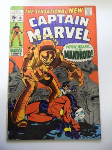 Captain Marvel #18 (1969) FN Condition 1/4 tear bc