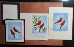 HOLIDAY GREETING Cardinals on Branch 6.5x9 Greeting Card Art #X8056 w/ 17 Cards