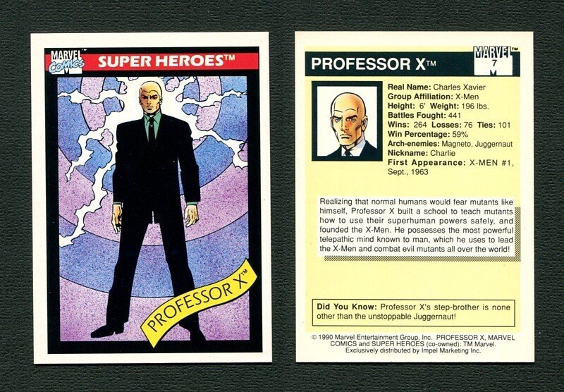 1990 Marvel Comics Card  #7 ( Professor-X )  NM-MT