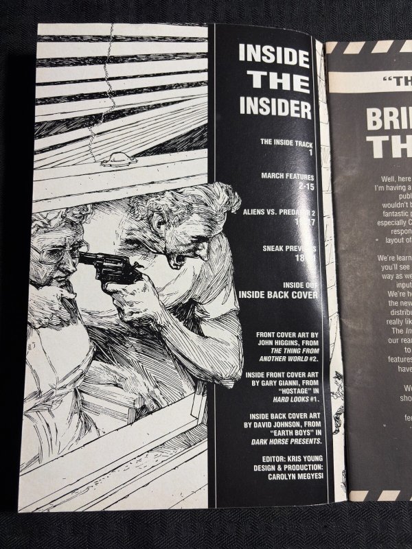 1992 DARK HORSE INSIDER Magazine #3 FN 6.0 Aliens vs Predator / Terminator