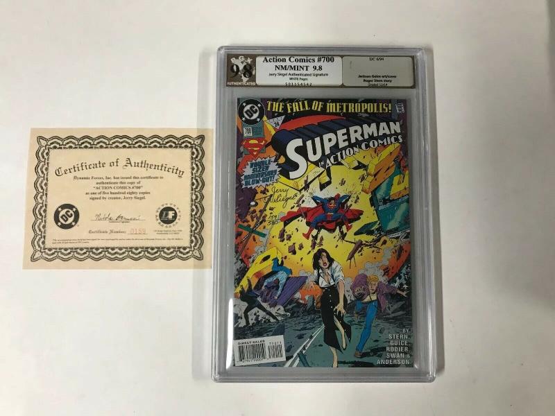 ACTION COMICS 700 Pgx 9.8 SIGNED SUPERMAN CREATOR JERRY SIEGEL Like Cgc