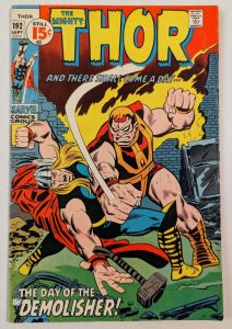 The Mighty Thor #192 FN Demolisher And Silver Surfer Appearances Last 15¢ Issue