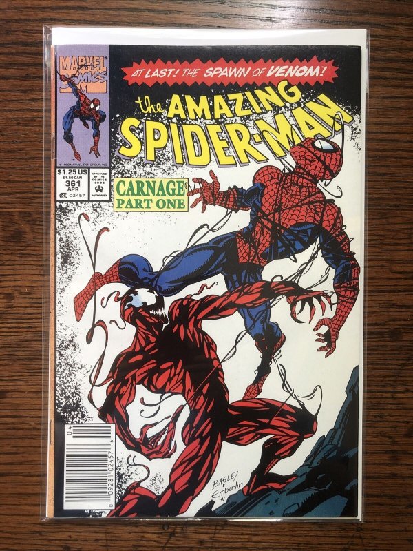 Amazing Spider-Man 361 NEWSSTAND 1st Appearance Carnage High Grade PRIMO!!