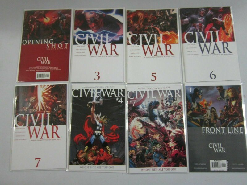 Civil War comic lot + Newspaper + Poster 32 different issues avg 8.0 VF