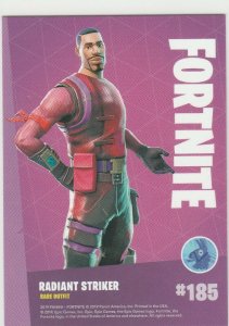 Fortnite Radiant Striker 185 Rare Outfit Panini 2019 trading card series 1