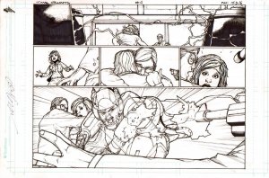 Time Grunts #4  pgs 15 & 16  Original Alex Sanchez Art Signed Double page splash