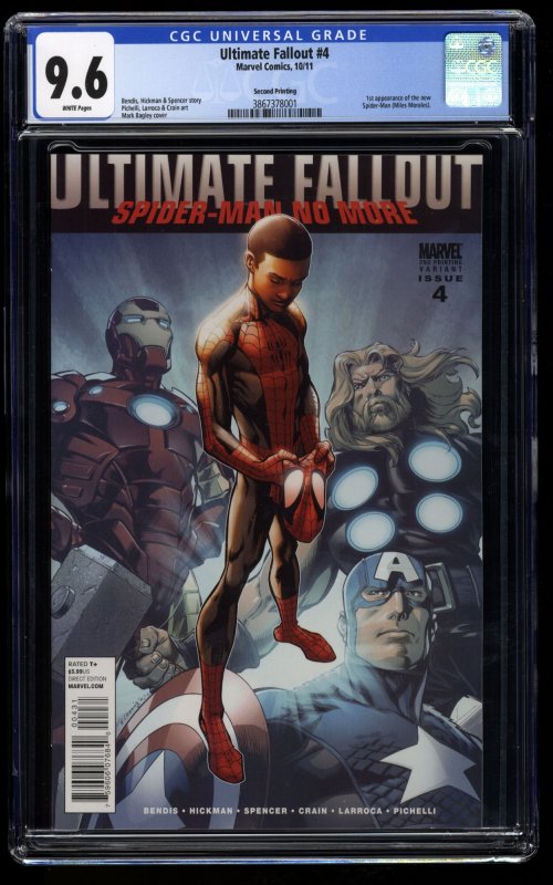 Ultimate Fallout #4 CGC NM+ 9.6 White Pages 2nd Print 1st Miles Morales!