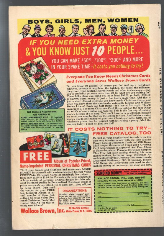 INCREDIBLE HULK ANNUAL 1 VG- 3.5 CLASSIC STRERANKO COVER!