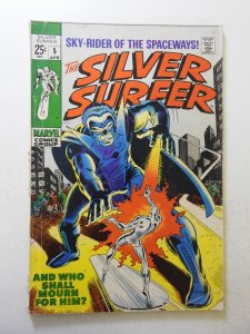 The Silver Surfer #5 (1969) GD+ Condition 1 1/2 in spine split