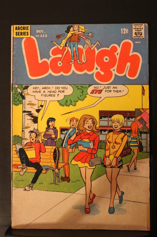 Laugh #213 (1968) Mid-High-Grade FN/VF Archie has a head for figures!