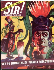 Sir! Magazine August 1953-SEA MONSTERS-CANNIBALISM-AZTECS FN