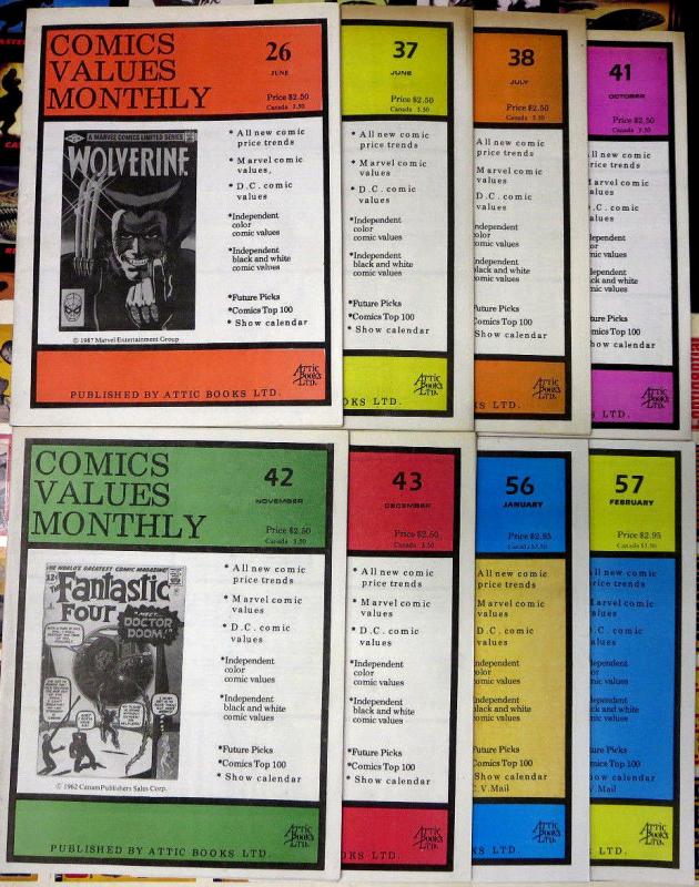 COMICS VALUES MONTHLY #s 26 37-38 41-43 56-57 | Lot of 8 issues 1988-1991 F-VF 