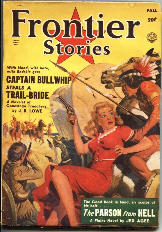 FRONTIER STORIES 1950-FALL-CAPTAIN BULLWHIP-GEORGE GROSS COVER ART--PULP