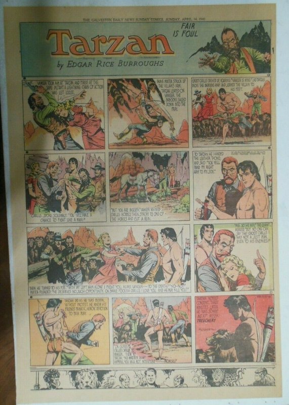 Tarzan Sunday Page #475 Burne Hogarth from 4/14/1940 Very Rare ! Full Page Size