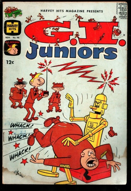 Harvey Hits #98 1965-G.I. Juniors-Robot cover-spanking-Stain at bottom-G