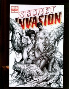 SECRET INVASION #4 (9.2) BLACK AND WHITE VARIANT COVER!