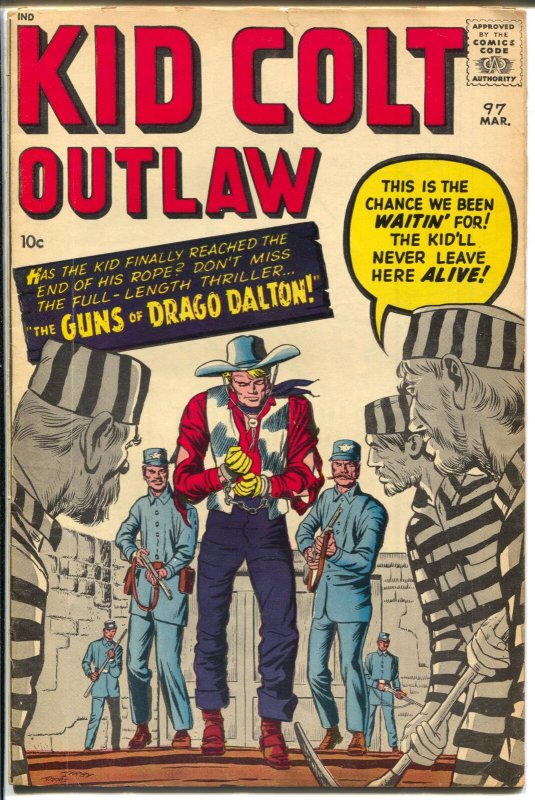 Kid Colt Outlaw #97 1961-Marvel Western-Jack Kirby cover- -VG 